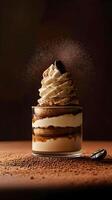 A dessert with whipped cream and coffee beans photo
