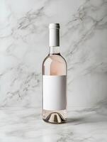 A bottle of wine with a blank label on it photo