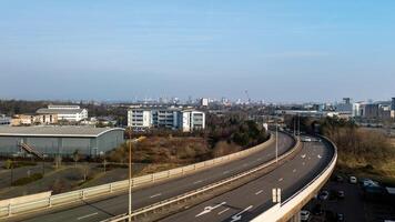 Aerial View of Highway in Industrial Area photo
