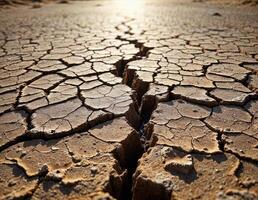 a cracked desert with a sun shining through it. Cracked Earth photo