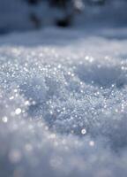 fresh fallen snow ice with crystals visible. Sparkling Snow Crystals photo