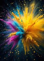 colorful powder explosion on black background. Color Powder Explosion photo
