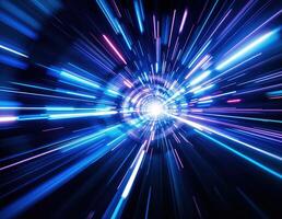abstract background with blue and purple lights. Speed of Light Tunnel photo