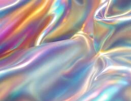 a shiny, shiny fabric with a rainbow pattern. Holographic Rainbow Fabric photo