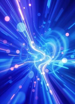 abstract blue background with rays and bokeh, illustration. Abstract Blue Energy Vortex photo