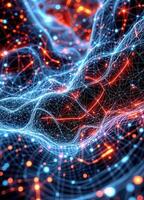3d illustration of abstract technology background with glowing lines and dots. Abstract Digital Network photo