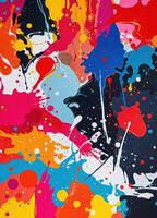 Abstract colorful background with paint splashes and blots. Illustration. Colorful Abstract Splashes photo