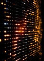 Bokeh light on black background, computer generated abstract background. LED Light Matrix photo