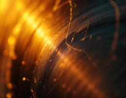 abstract background with bokeh defocused lights and rays of light. Golden Texture photo
