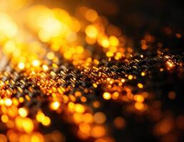 golden glitter woven carbon fiber texture abstract background. defocused golden lights. Golden Sparkling Texture photo
