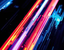 Futuristic abstract background with glowing lines and bokeh effect. Abstract Light Streaks photo