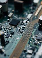 Close-up of electronic circuit board. Technology and electronics concept. Closeup of Circuit Board photo