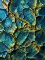 Close up of blue snake skin texture. Abstract background and texture for design. Abstract Blue and Gold Texture photo