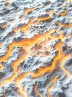 Abstract background of the glowing surface of the earth. 3D rendering. Glowing Mountain Ranges photo