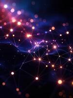 Abstract polygonal space low poly dark background with connecting dots and lines. Connection structure. 3d rendering. Abstract Network Connection photo