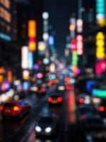 Abstract blurred bokeh background of traffic in Hong Kong at night. City Night Lights photo