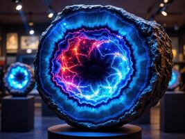 Fractal lightning in the form of an electric ball. The concept of Vortex. Luminous Geode photo