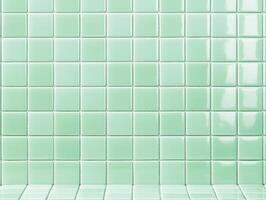 Light Green Square Tile Wall and Floor Background photo