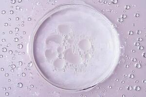 Lavender Surface with Circular Liquid and Bubbles photo
