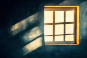 Artistic Shadow Play Through a Window with Sunlight Creating Unique Patterns on the Wall photo