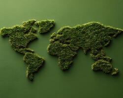 A Grass World Map against Green Background photo