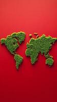 A Grass Map on Red Backdrop photo