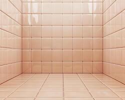 Digital Rendering of a Room with Pale Peach Square Tiles photo