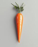 Single Carrot with Green Top on Gray Background photo