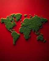 Grass Map on Red Backdrop photo