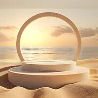 Beach Scene with Two-Tiered Display Platform and Circular Frame photo