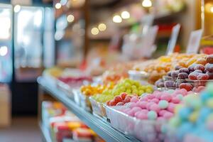 Assortment of Candies Displayed on a Shelf in a Store photo
