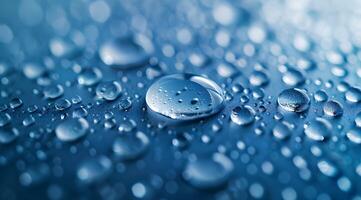 Captivating Close-Up of Water Droplets on a Surface Reflecting Light photo
