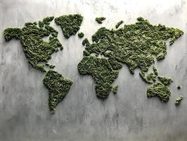 A Grass World Map against Gray Background photo