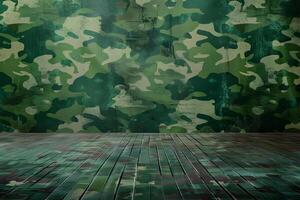 Camouflage Pattern Wall and Planked Floor photo