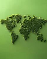 Green Grass World Map against Green Background photo