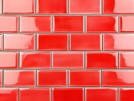 High-Gloss Red Rectangular Tiles in Brick Pattern photo