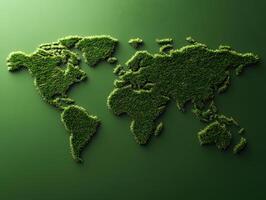 Green Grass World Map on Green Backdrop photo