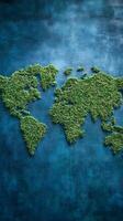 Green Grass World Map on Teal Background photo