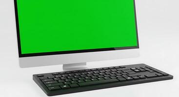 A computer monitor with a green screen on it photo