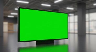 Green screen in an empty room with a large window photo