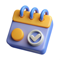 Cute 3D Calendar Icon with a Checkmark, Perfect for UI Design png