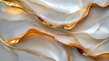 A white and gold marble background with waves photo