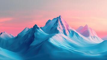 A mountain range with pink and blue clouds photo