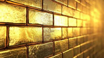 Golden bricks wall background photo