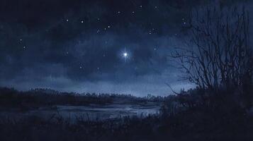 A painting of a night sky with stars photo