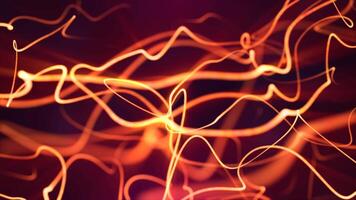 Golden-orange glowing light trails forming a dynamic and flowing abstract pattern video