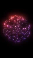 A radiant red digital sphere surrounded by glowing particles and energy waves, floating in a dark space with a futuristic, sci-fi aesthetic video