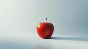 A red apple sitting on a table with a white background photo