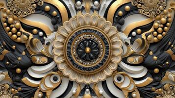 Golden floral pattern wallpaper photo
