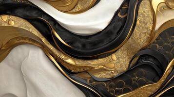 Black and gold abstract art with waves photo